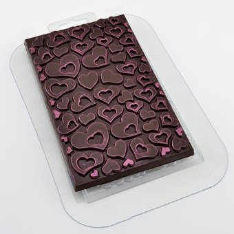 Плитка В Сердечках пластиковая форма для шоколада и мыла