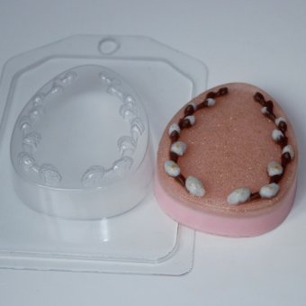 Яйцо плоское с вербой пластиковая форма для мыла