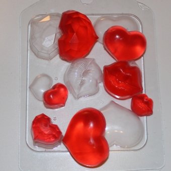 Сердечки-поцелуйчики пластиковая форма для мыла