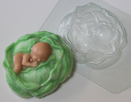 Малыш в капусте пластиковая форма для мыла